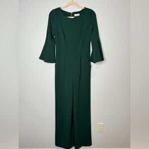 Green jumpsuit with pockets